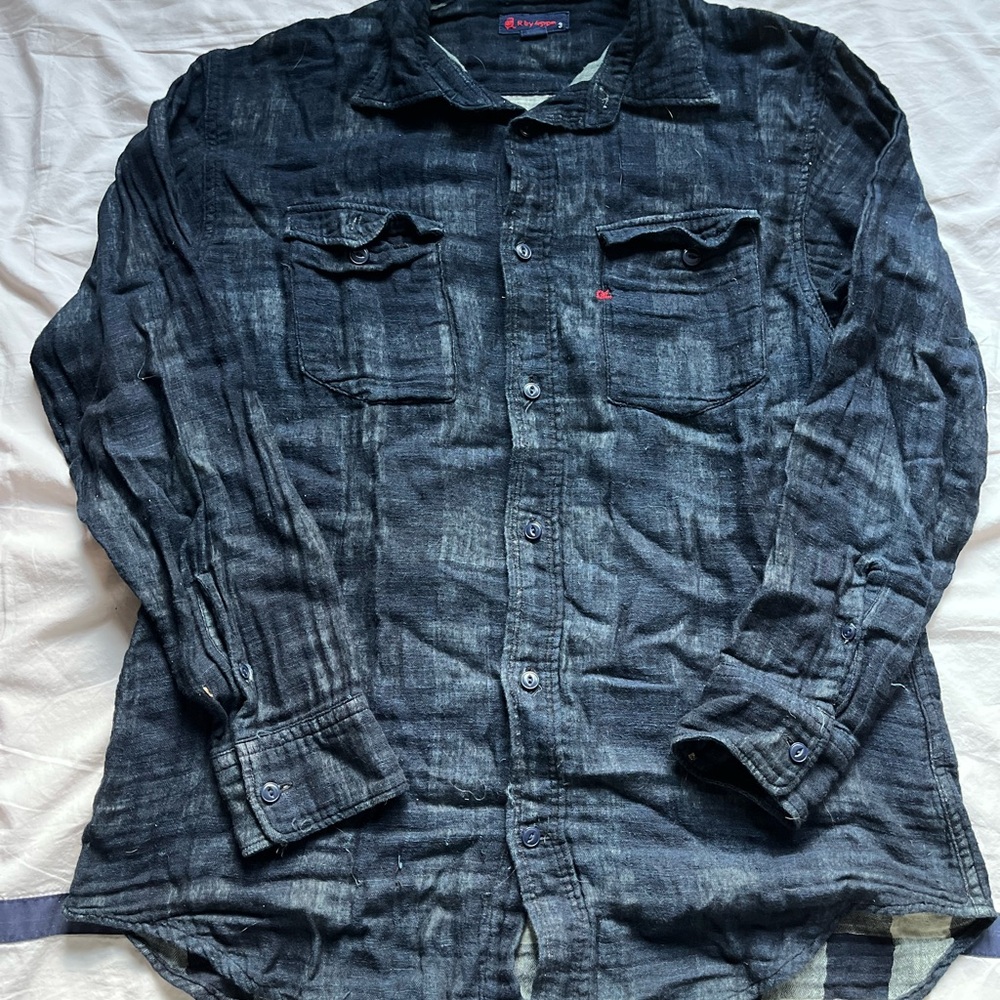 45rpm hand dyed Dark Blue Button-Up